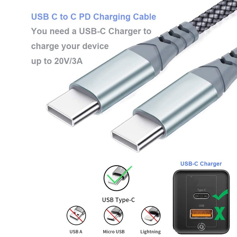 QCEs USB C to USB C Cable for iPhone 16 15 Fast Charging, 60W USB Type C Charger Cord 5Ft Compatible with Apple iPhone 16 15 Pro Plus Max, Galaxy S25 S24, iPad Pro Air Mini, MacBook Air - Image 3